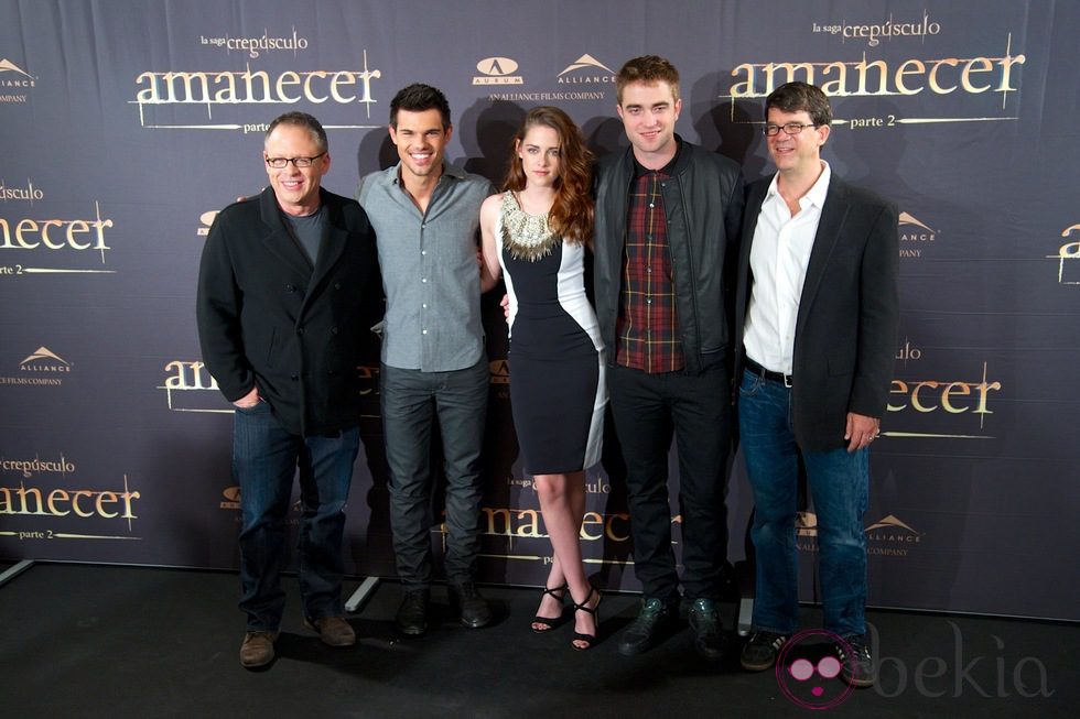 Taylor Lautner, Kristen Stewart, Robert Pattinson, Bill Condon y Wyck Godfrey presentan en Madrid de 'Amanecer. Parte 2'