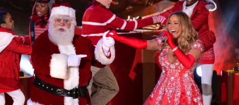 Mariah carey y Santa Claus en la iluminación del árbol de Navidad de Rockefeller Center