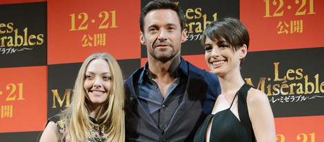 Amanda Seyfreid, Hugh Jackman y Anne Hathaway presenantan 'Los miserables' en Tokio