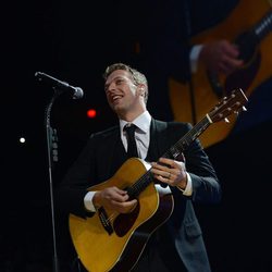 Chris Martin en el concierto a favor de las víctimas del huracán Sandy