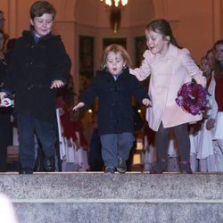Christian, Vicente e Isabel de Dinamarca en un concierto de Navidad