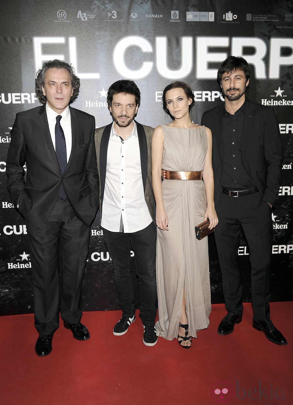José Coronado, Oriol Paulo, Aura Garrido y Hugo Silva en el estreno de 'El Cuerpo'