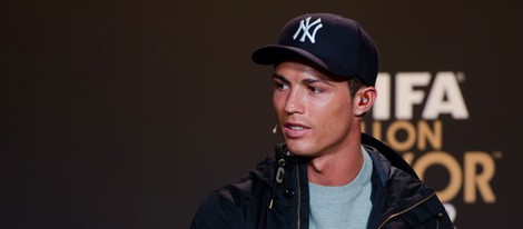 Cristiano Ronaldo en la rueda de prensa del Balón de Oro 2012