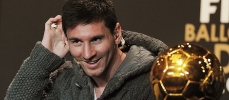Leo Messi en la rueda de prensa del Balón de Oro 2012