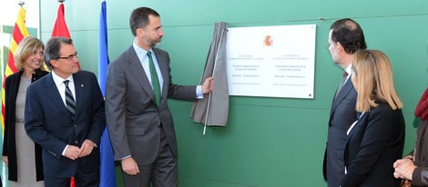 Artur Mas, el Príncipe de Asturias, Mariano Rajoy y Ana Pastor en la inauguración del AVE Barcelona-Frontera Francesa