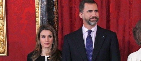 Los Príncipes Felipe y Letizia en el almuerzo en honor al presidente de Guatemala