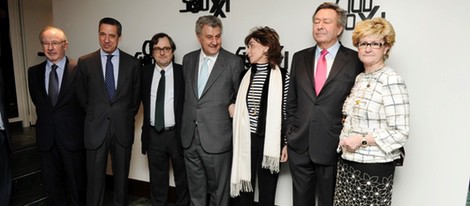 Rodrigo Rato, Eduardo Zaplana, Paco Marhuenda, Jesús Posada y Paloma Segrelles en el Club Siglo XXI