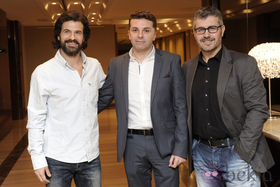 Rodolfo Sancho, Carles Marín y Miguel Ángel Oliver en la presentación de 'El ángel de la nada'