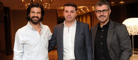 Rodolfo Sancho, Carles Marín y Miguel Ángel Oliver en la presentación de 'El ángel de la nada'