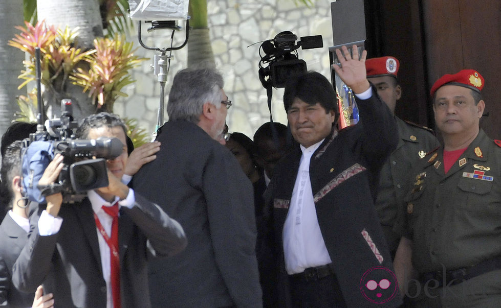 Evo Morales a su llegada al funeral de Estado de Hugo Chávez