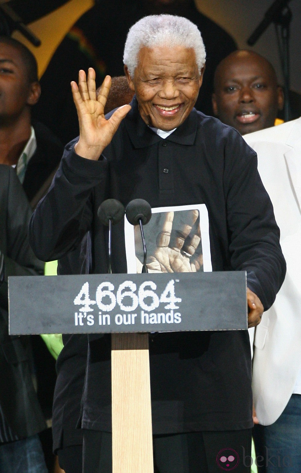 Nelson Mandela en un homenaje