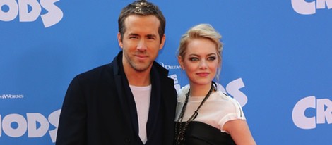 Ryan Reynolds y Emma Stone en el estreno de 'Los Croods' en Nueva York