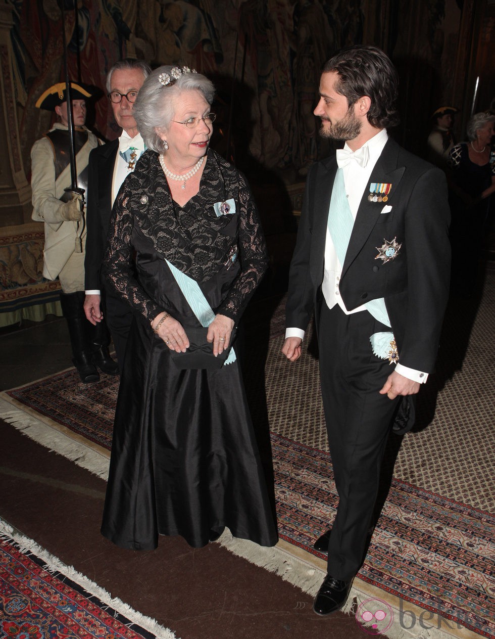 La Princesa Cristina y el Príncipe Carlos Felipe en la cena al gala al presidente de Turquía