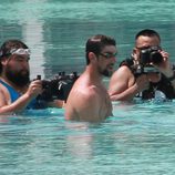 Michael Phelps en el agua durante sus vacaciones