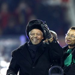 Nelson Mandela y su mujer Graca Machel en el Mundial de Sudáfrica 2010
