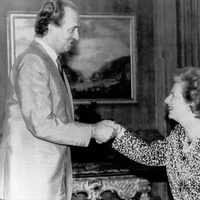 Margaret Thatcher junto al rey Juan Carlos I