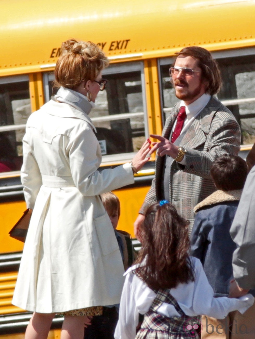 Jennifer Lawrence y Christian Bale grabando 'American Bullshit'