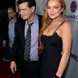 Lindsay Lohan y Charlie Sheen en la premiere de 'Scary Movie 5'