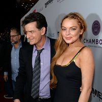 Lindsay Lohan y Charlie Sheen en la premiere de 'Scary Movie 5'