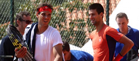 Rafa Nadal y Novak Djokovic entrenan para el Master de Monte-Carlo 2013