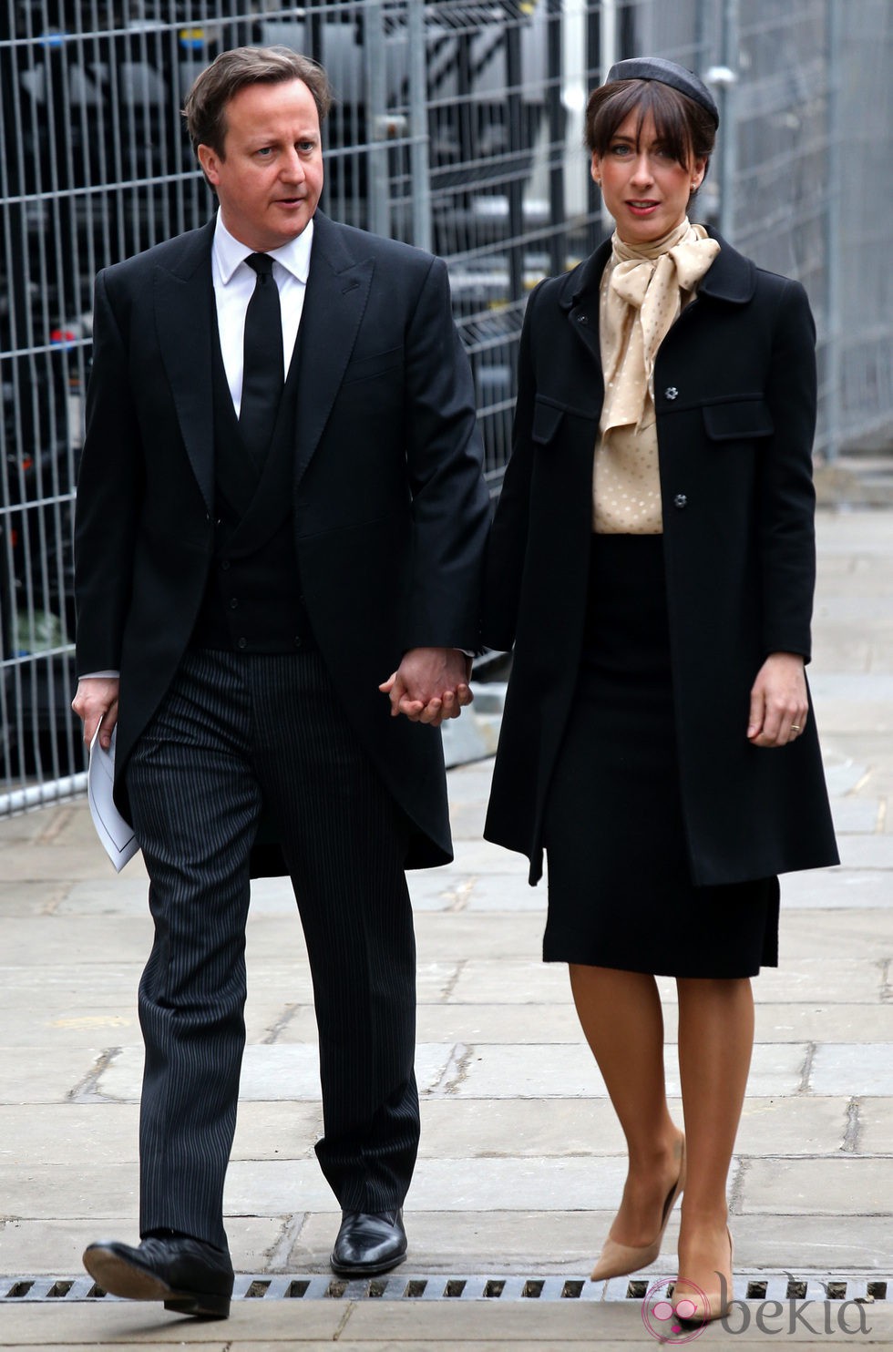 David y Samantha Cameron en el funeral de Margaret Thatcher