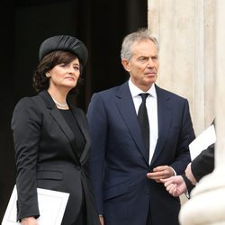 Cherie y Tony Blair en el funeral de Margaret Thatcher