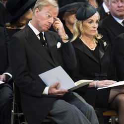 Mark y Sarah Thatcher en el funeral de Margaret Thatcher