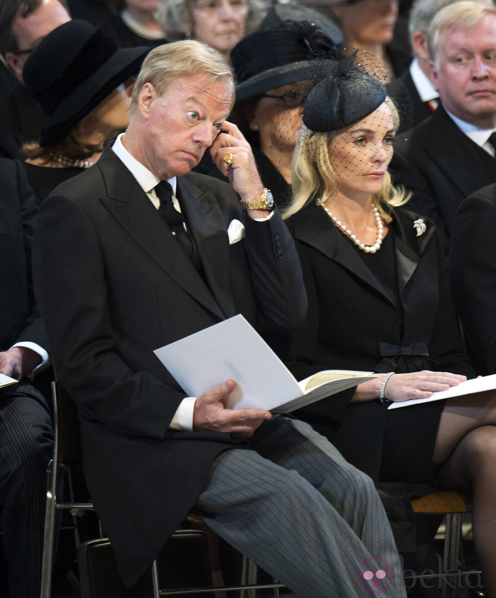 Mark y Sarah Thatcher en el funeral de Margaret Thatcher