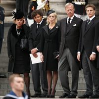 Los hijos y nietos de Margaret Thatcher en su funeral