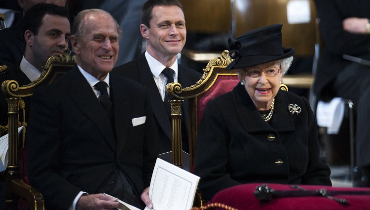 El Duque de Edimburgo y la Reina Isabel en el funeral de Margaret Thatcher