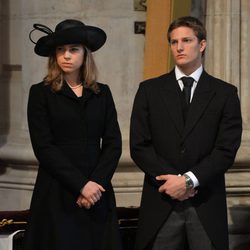 Amanda y Michael Thatcher en el funeral de Margaret Thatcher