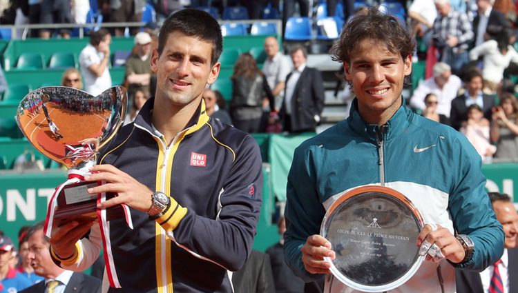 Novak Djokovic y Rafa Nadal tras la final del Master de Monte-Carlo 2013