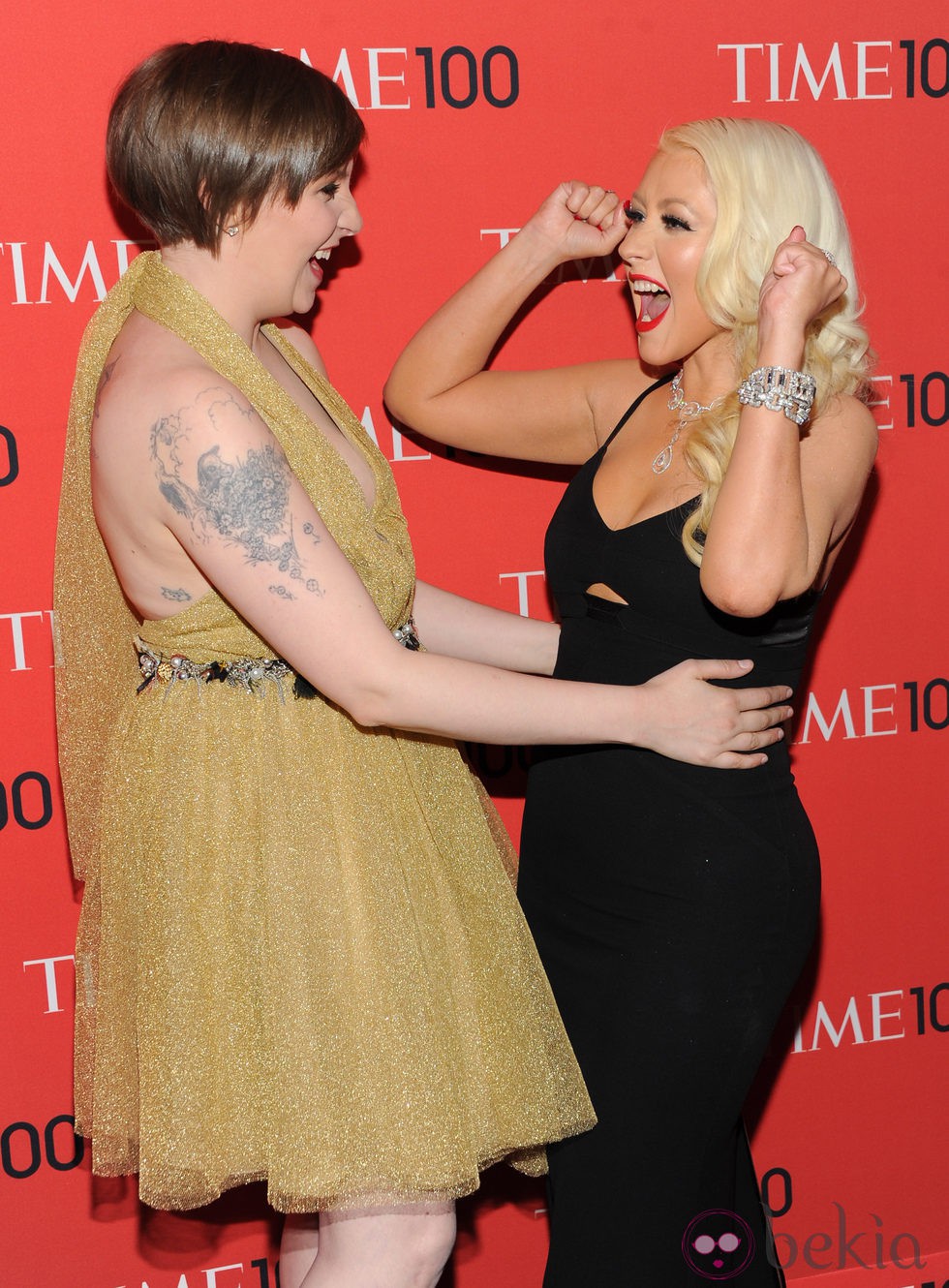 Lena Dunham y Christina Aguilera en la gala de la revista Time 2013