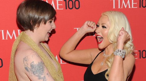 Lena Dunham y Christina Aguilera en la gala de la revista Time 2013