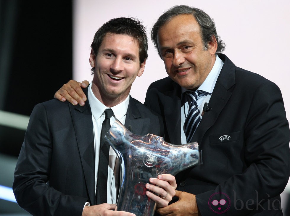 Leo Messi y Michel Platini