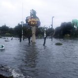 Parque de atracciones inundado tras el paso del huracán Irene