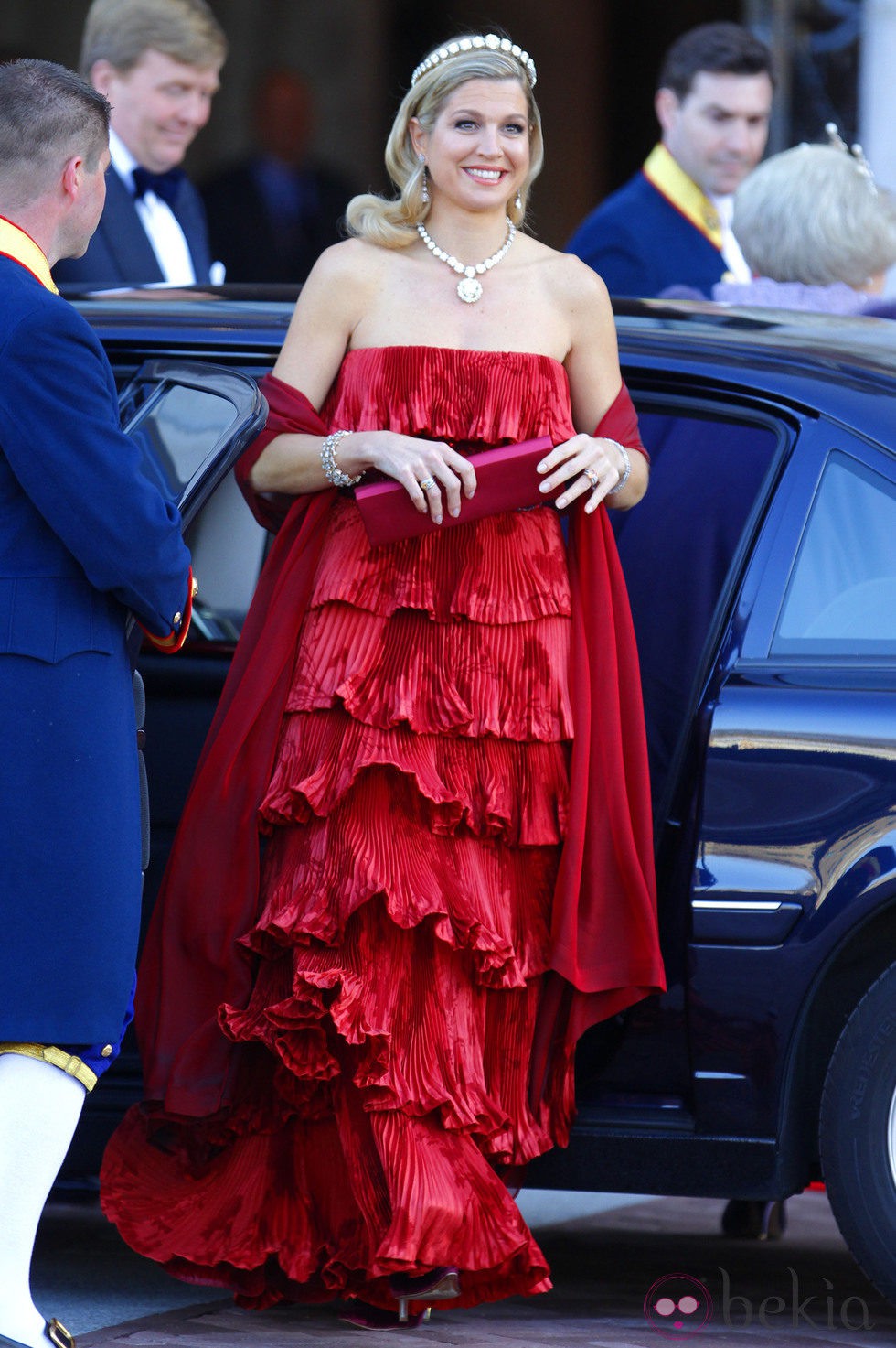 La Princesa Máxima de Holanda a su llegada a la cena previa a la abdicación de la Reina Beatriz de Holanda