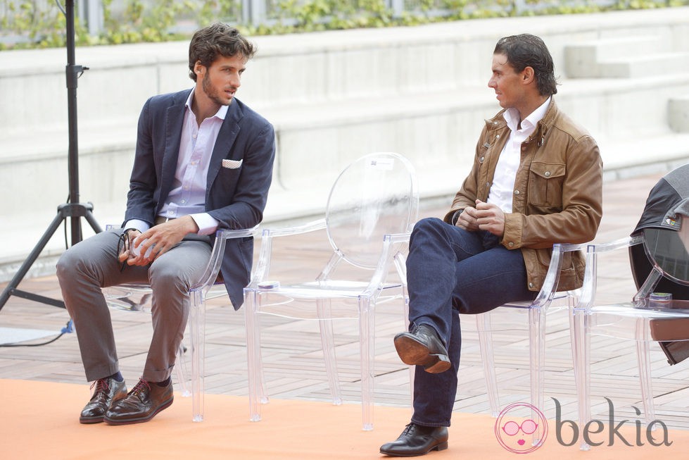 Feliciano López y Rafa Nadal en la presentación del Madrid Open 2013