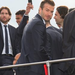David Beckham celebra con el Paris Saint Germain el título de la Liga francesa