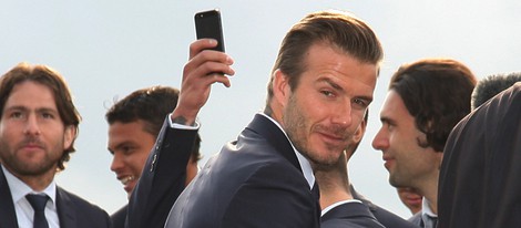 David Beckham celebra con el Paris Saint Germain el título de la Liga francesa