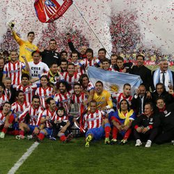 El Atlético de Madrid celebra el triunfo en la Copa del Rey 2013