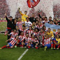 El Atlético de Madrid celebra el triunfo en la Copa del Rey 2013