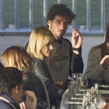 Feliciano López y Alba Carrillo tomando algo en un partido benéfico de pádel en Madrid