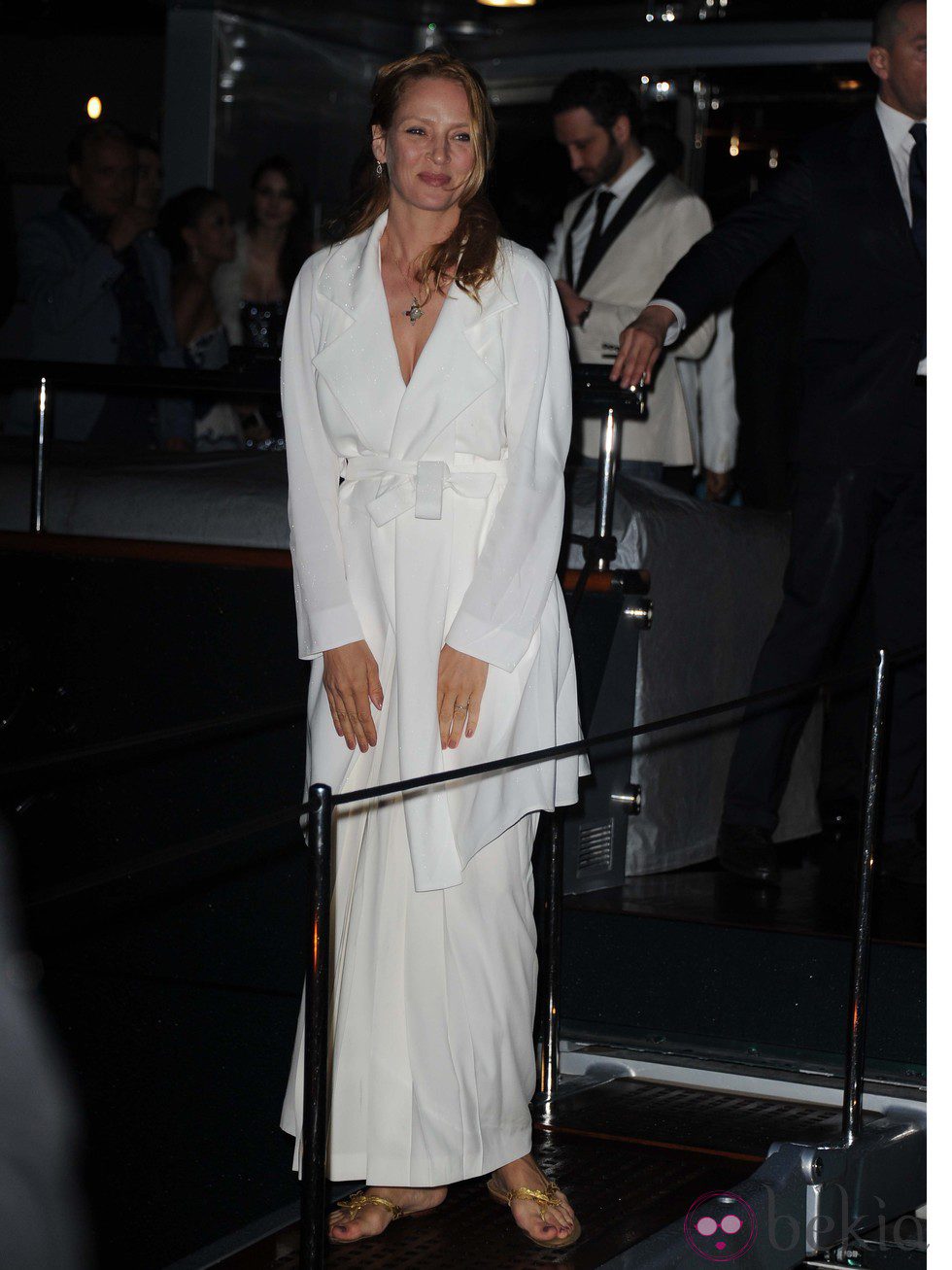 Uma Thurman en la fiesta en el yate de Roberto Cavalli en Cannes