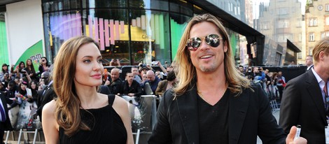 Angelina Jolie y Brad Pitt a su llegada a la premiere de 'Guerra Mundial Z' en Londres