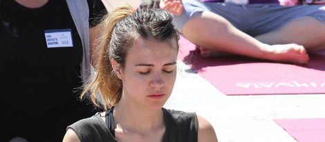 Andrea Guasch en una clase de yoga en Ibiza