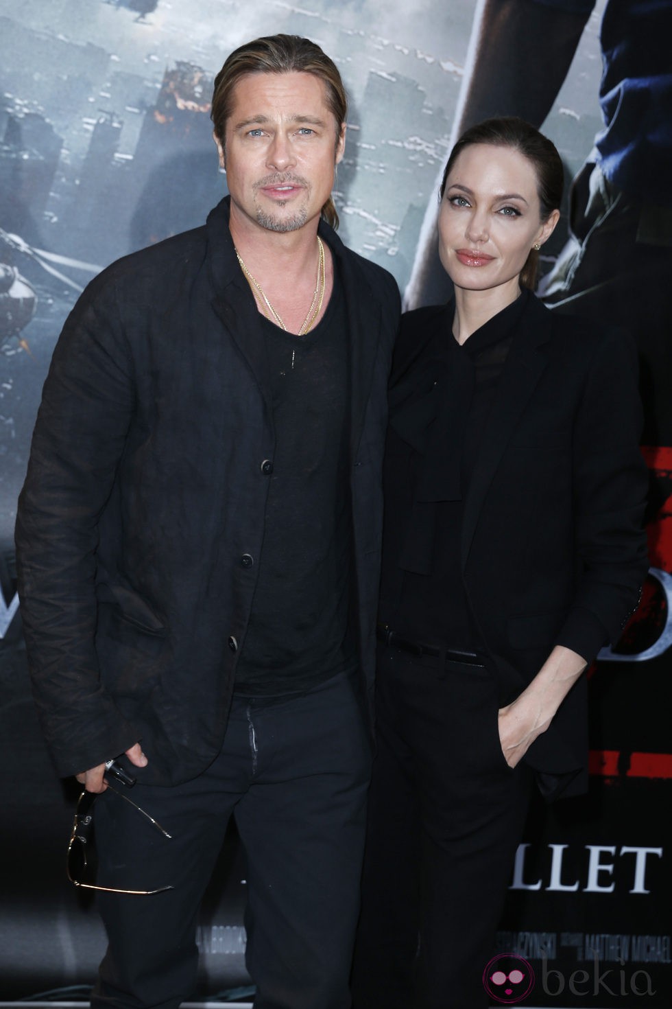 Angelina Jolie y Brad Pitt en la promoción de 'Guerra Mundial Z' en París
