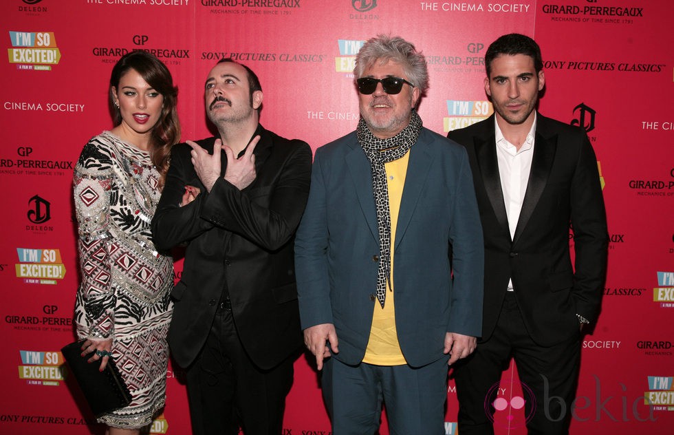 Blanca Suárez, Carlos Areces, Pedro Almodóvar y Miguel Ángel Silvestre presentan 'Los amantes pasajeros' en Nueva York