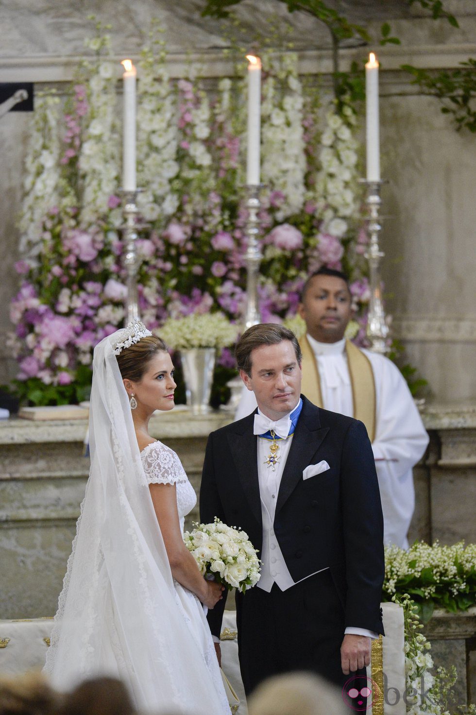 Chris O'Neill y la Princesa Magdalena de Suecia antes del inicio de su boda