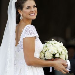 La Princesa Magdalena de Suecia muy feliz el día de su boda con Chris O'Neill